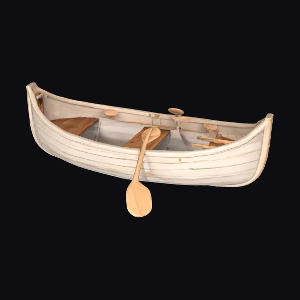 Wooden Canoe with Oars