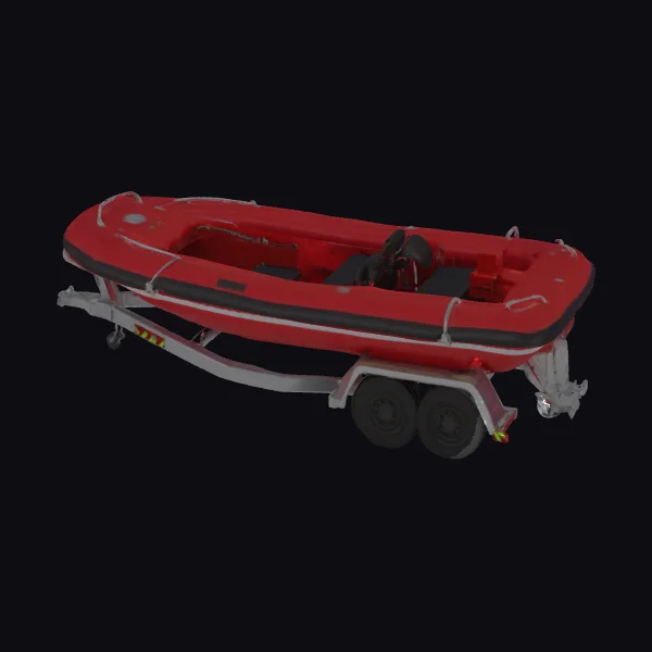 Red Rescue Boat Trailer