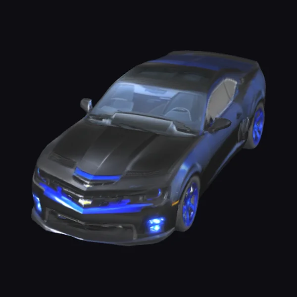 Black Sports Car with Blue Accents