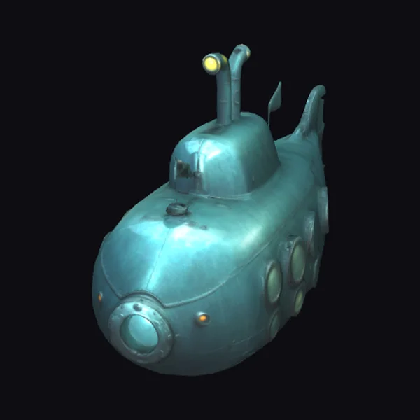 Teal Cartoon Submarine