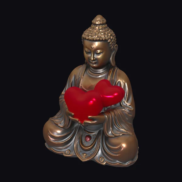 Buddha Holding Red Hearts