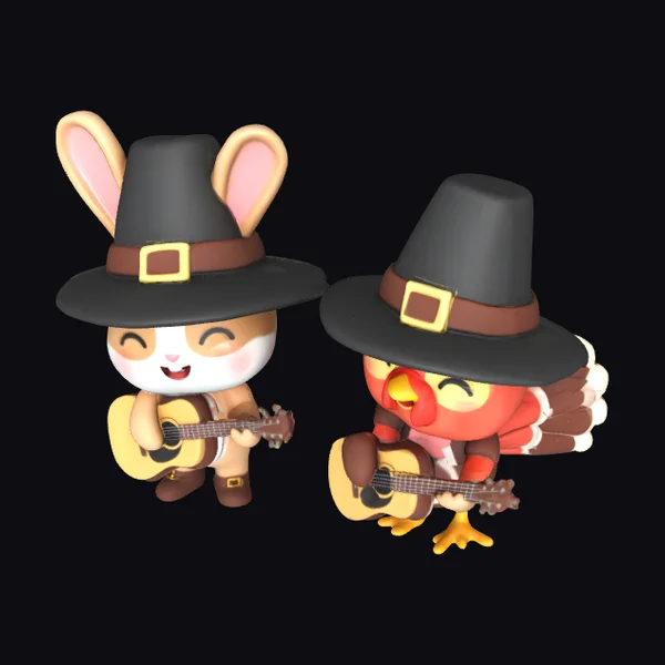 Pilgrim Bunny and Turkey