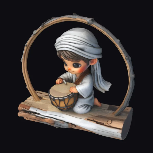 Drumming Boy Figurine