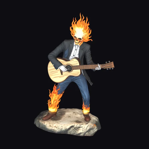 Flaming Guitar Skeleton