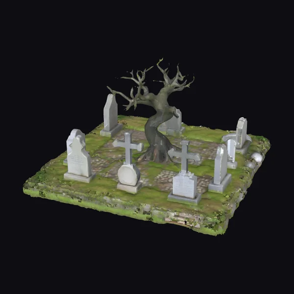 Abandoned Square Graveyard Scene