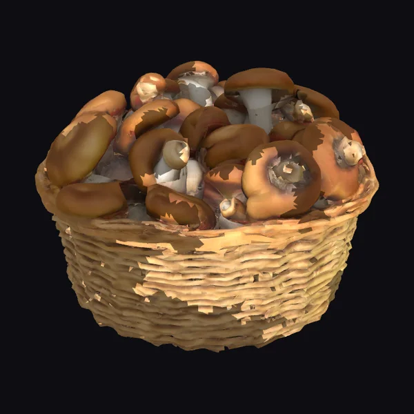 Woven Basket of Mushrooms