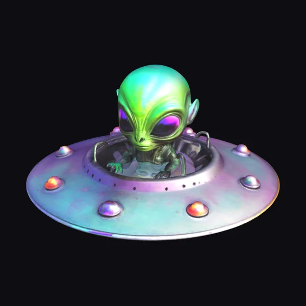Alien on UFO Disk