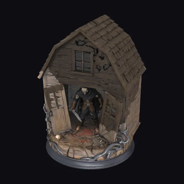 Abandoned Barn with Figure