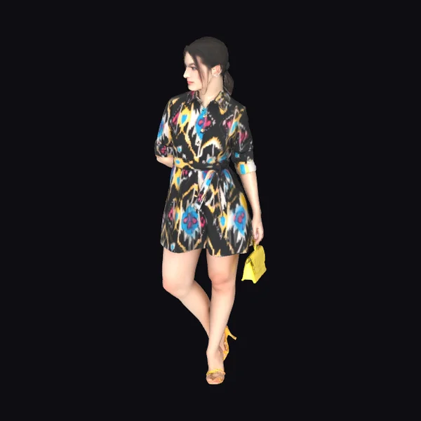 Woman in Ikat Romper
