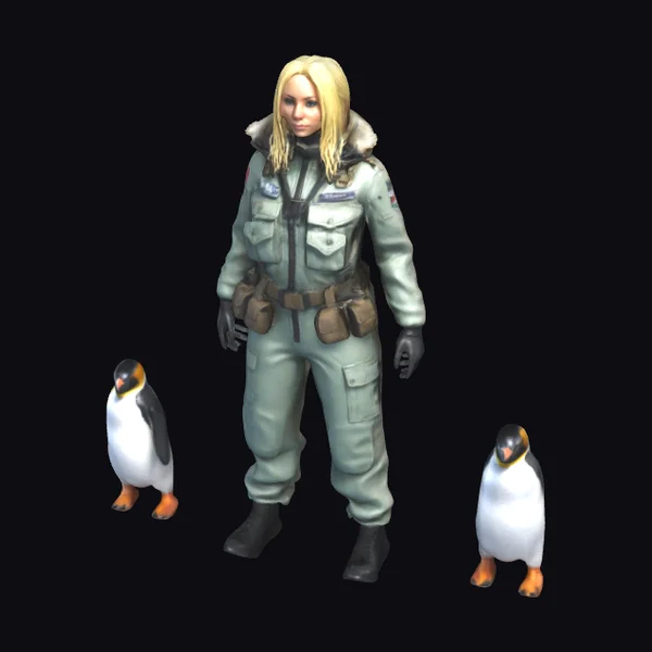 Blond Female Paratrooper Penguins