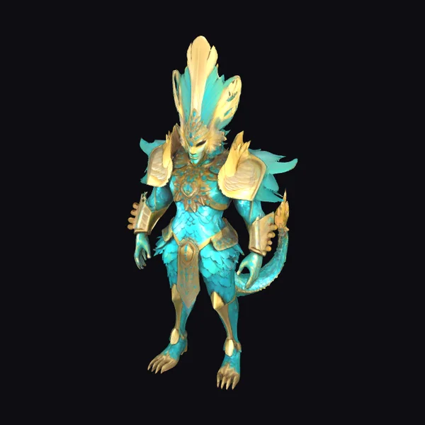 Turquoise Feathered Humanoid