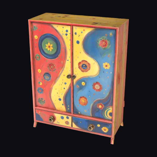 Hand Painted Floral Wardrobe