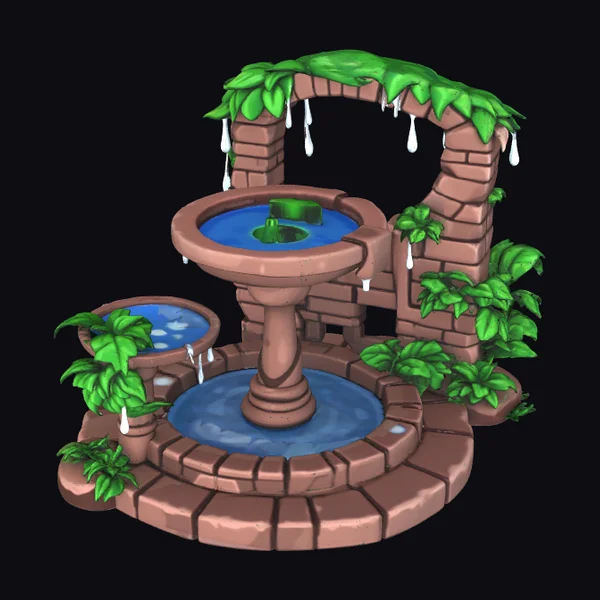 Ancient Stone Fountain Oasis