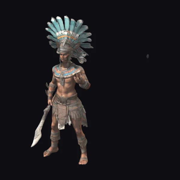 Ancient Aztec Warrior Apose