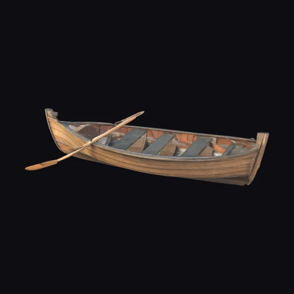 Wooden Rowboat with Oar