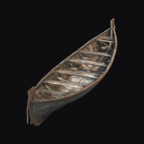 Weathered Wooden Rowboat