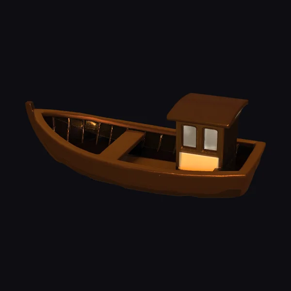 Brown Wooden Fishing Boat
