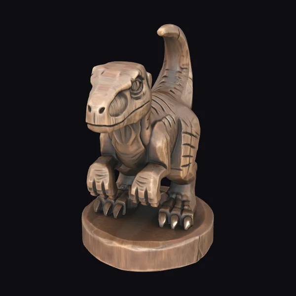 Wooden Velociraptor Figurine