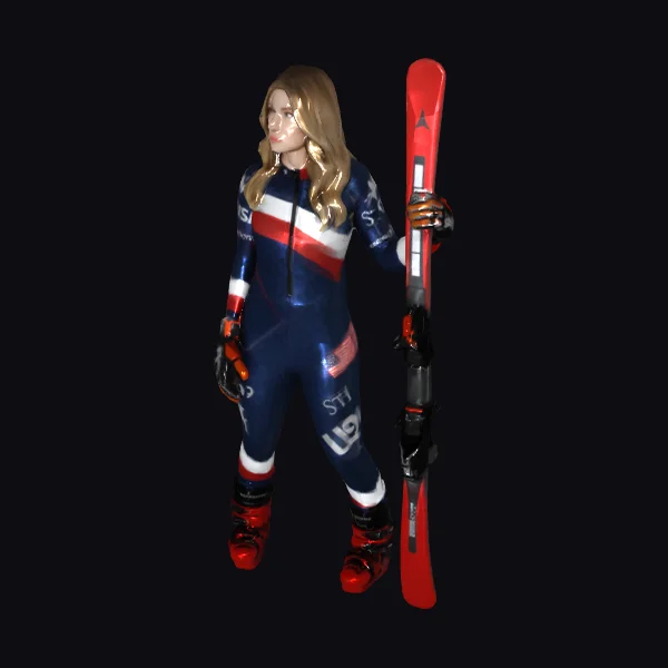 Female Skier with Skis
