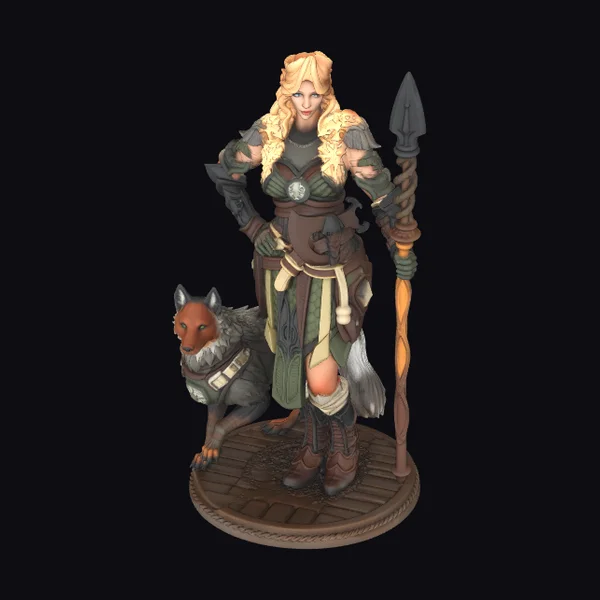 Warrior with Wolf Companion