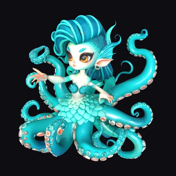 Turquoise Octopus Mermaid Girl