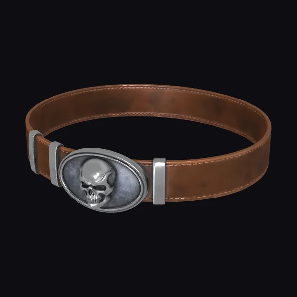 Skull Buckle Leather Belt