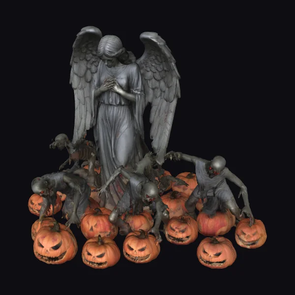 Angel Amidst Zombie Pumpkins