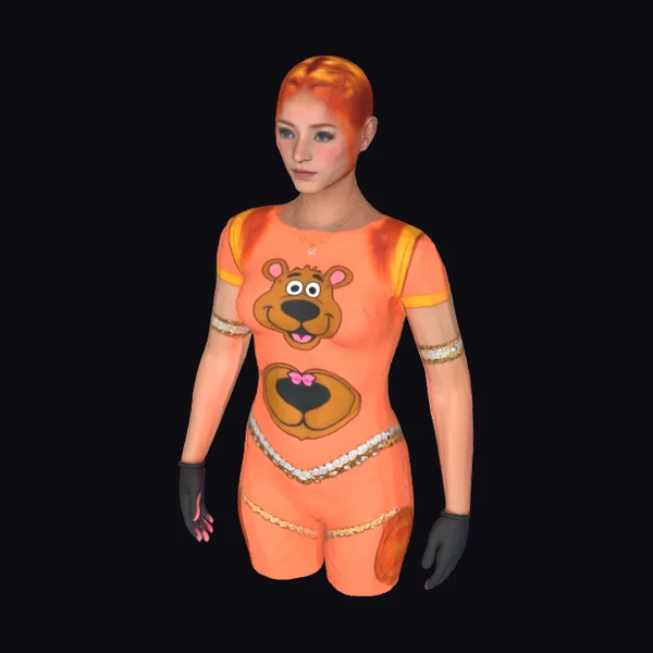 Woman in Orange Bodysuit