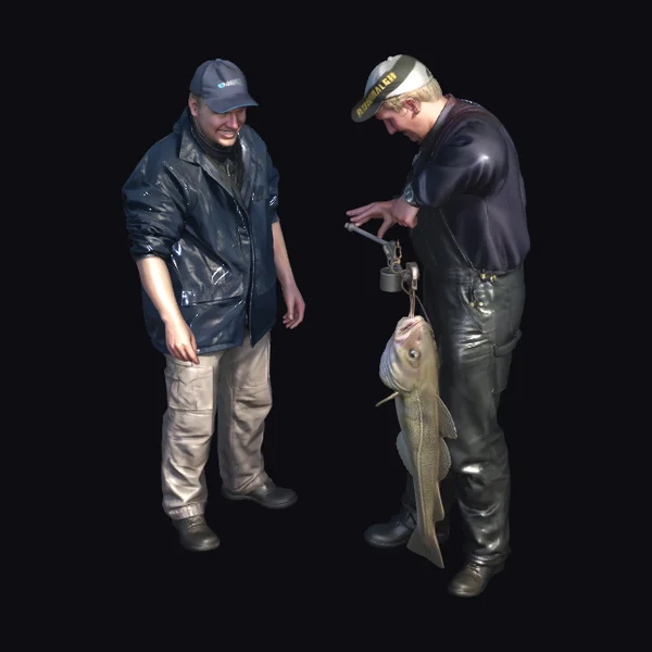 Two Fishermen with Catch