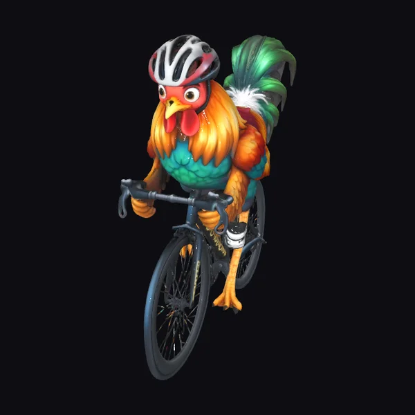 Cycling Rooster in Helmet