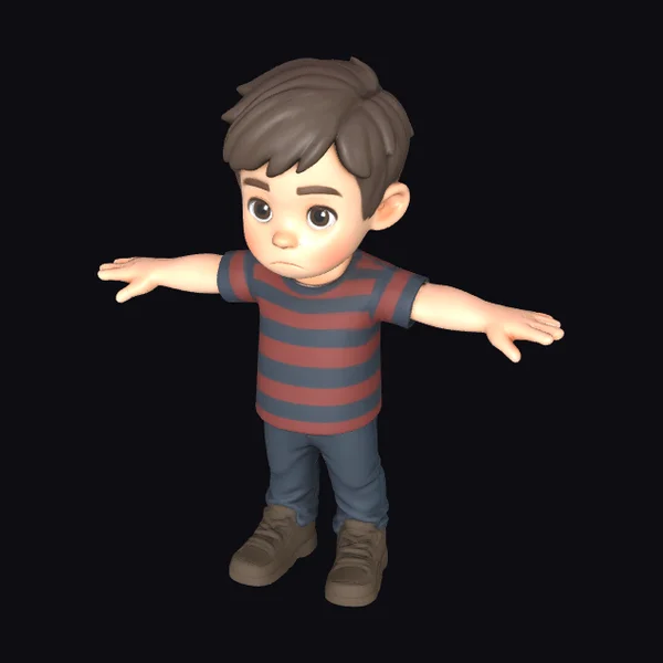 Animated Boy in Stripes