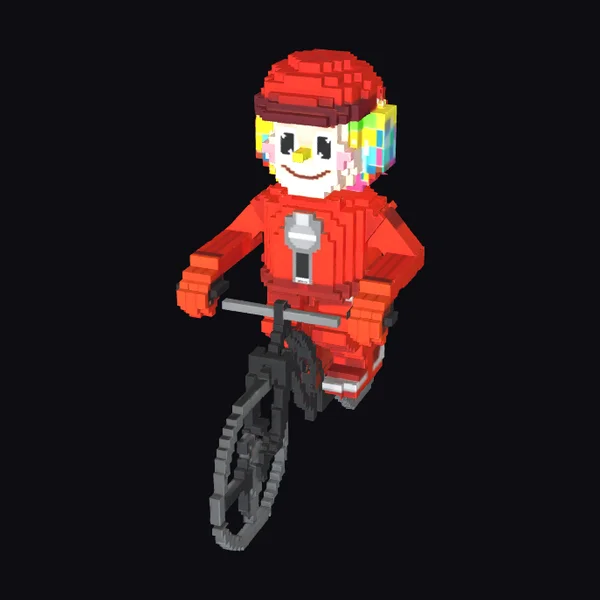 Pixelated Clown Cyclist