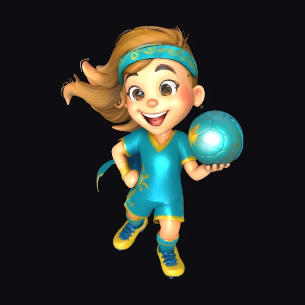 Smiling Girl with Soccer Ball