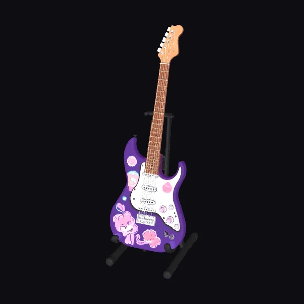 Stickered Purple Guitar