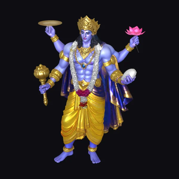 Blue Divine Four-Armed Statue