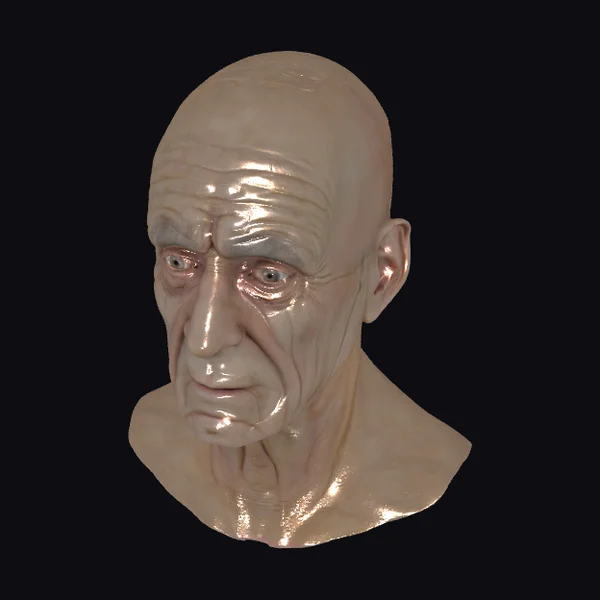 Wrinkled Old Man Head