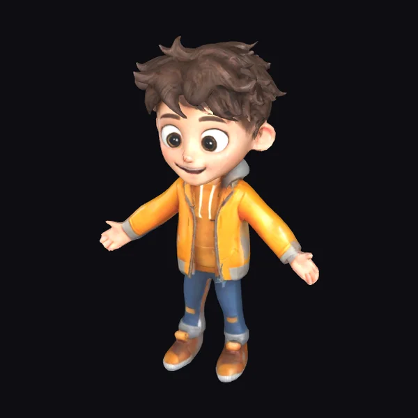 Cartoon Boy in Yellow Jacket