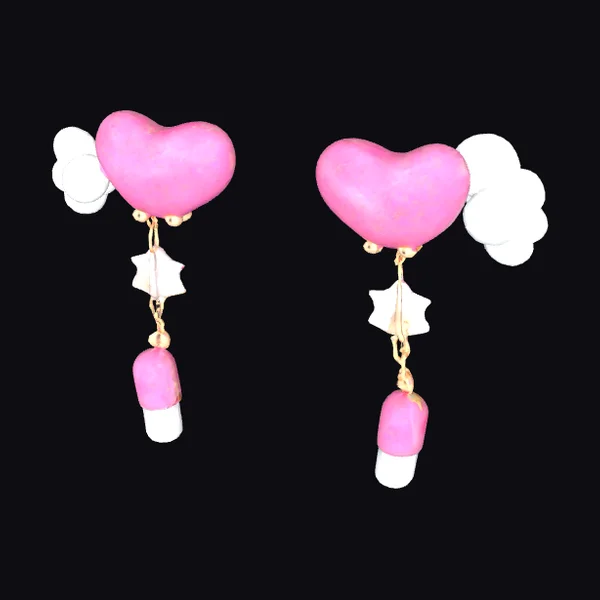 Pink Heart Drop Earrings