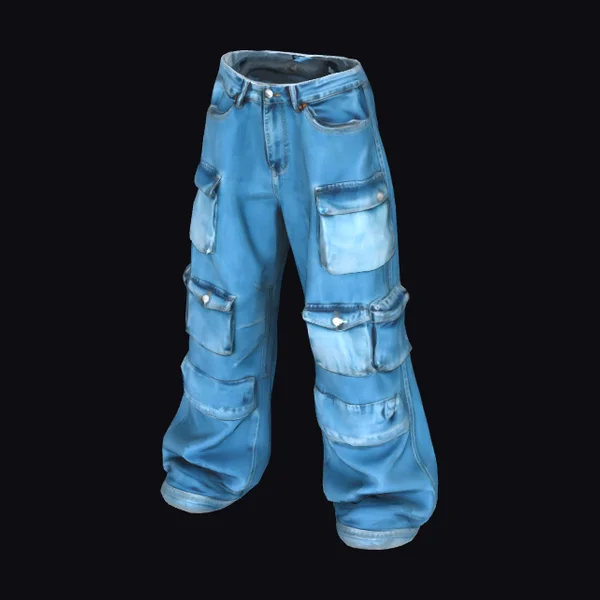 Faded Denim Cargo Pants
