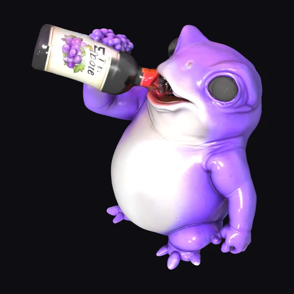 Purple Frog Drinking Wine