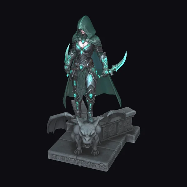 Emerald Hooded Warrior Statue