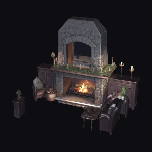 Cozy Hearthside Interior Scene