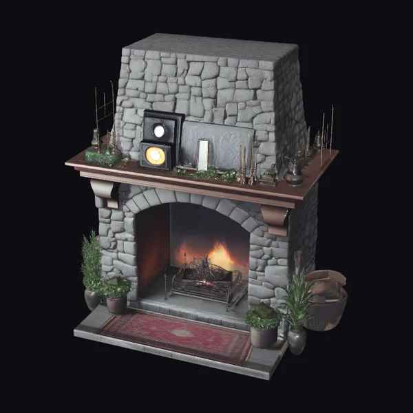 Cozy Stone Hearth Interior