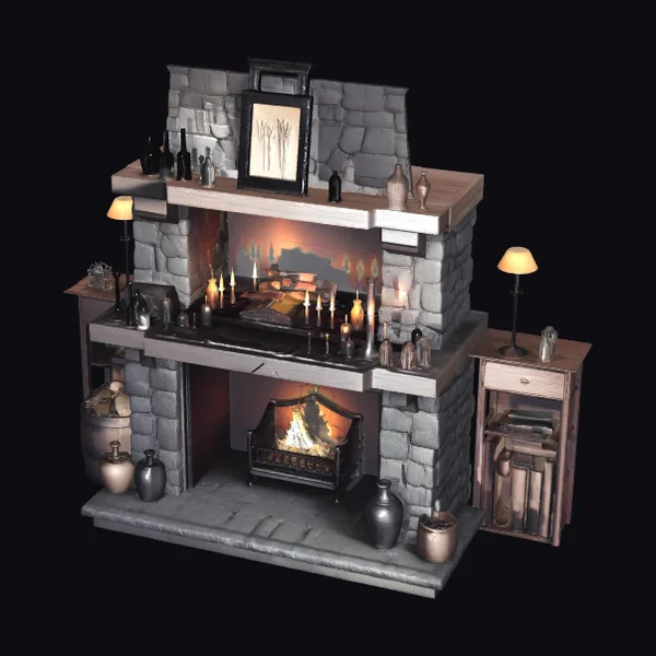 Cozy Stone Hearth Interior