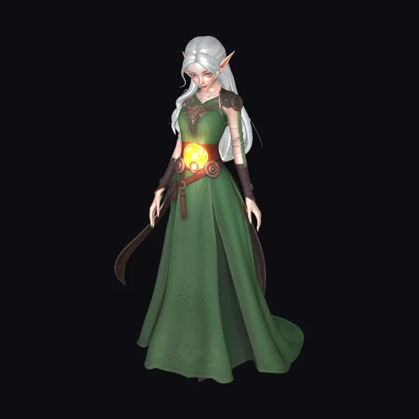 Elf Maiden with Glowing Belt