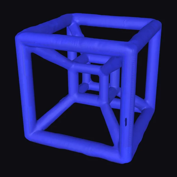 Blue Geometric Cube
