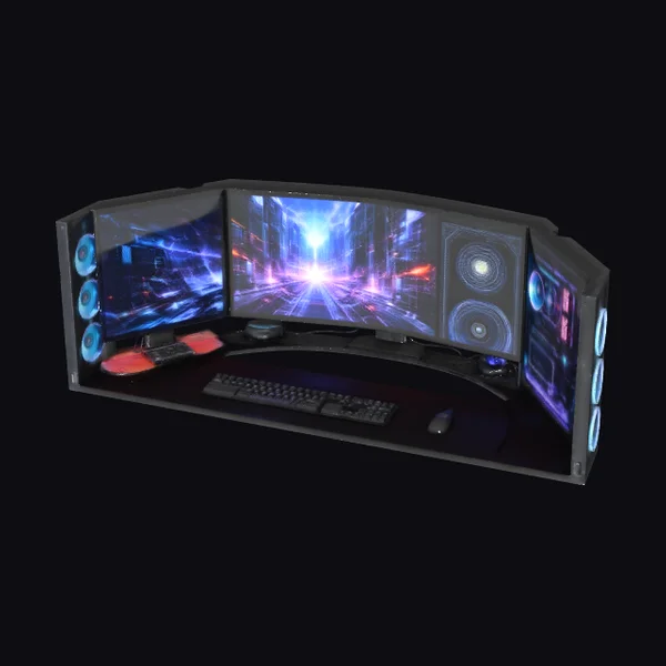 Curved Triple Monitor Gaming Station