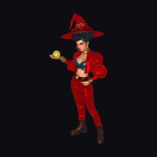 Witch in Red Outfit