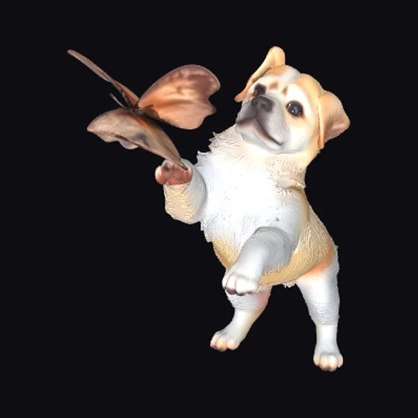 Puppy with Butterfly