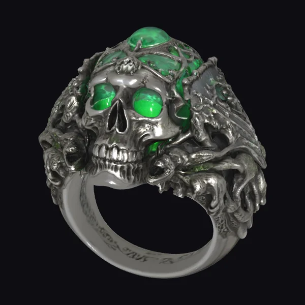 Skull Ring with Gemstone
